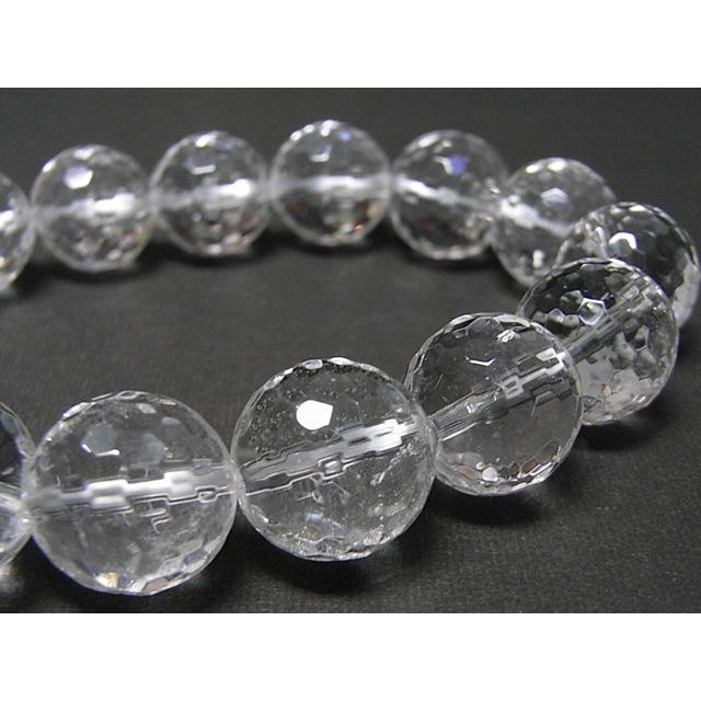 水晶 ブレスレット ラウンドカット 約12mm クォーツ 透明 4月誕生石 1000352☆