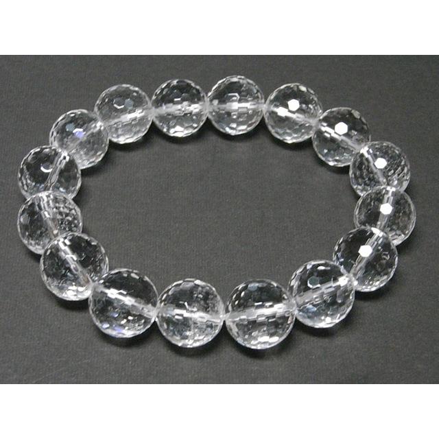 水晶 ブレスレット ラウンドカット 約12mm クォーツ 透明 4月誕生石 1000352☆