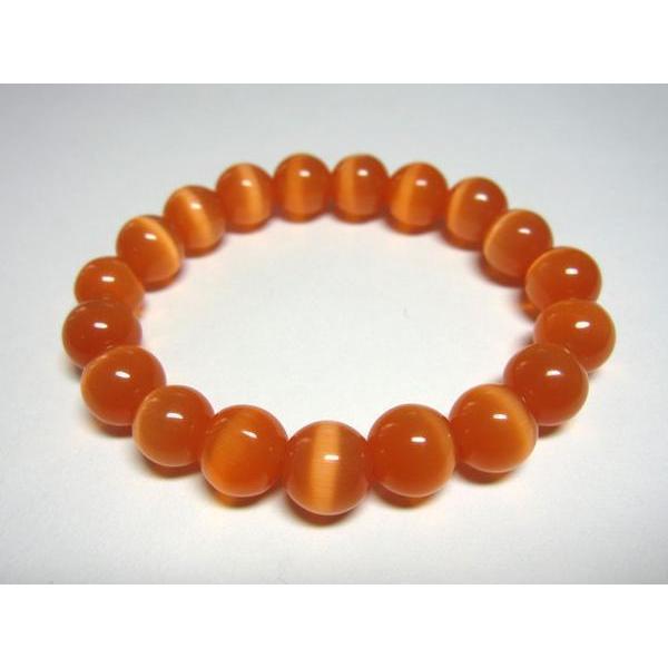 キャッツアイプレスレット　10mm オレンジ 猫目石 1000373☆