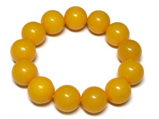 琥珀（合成） ブレスレット フリーサイズ 玉子色 18mm アンバー 蜜蝋琥珀 アクセサリーパーツ パワース..
