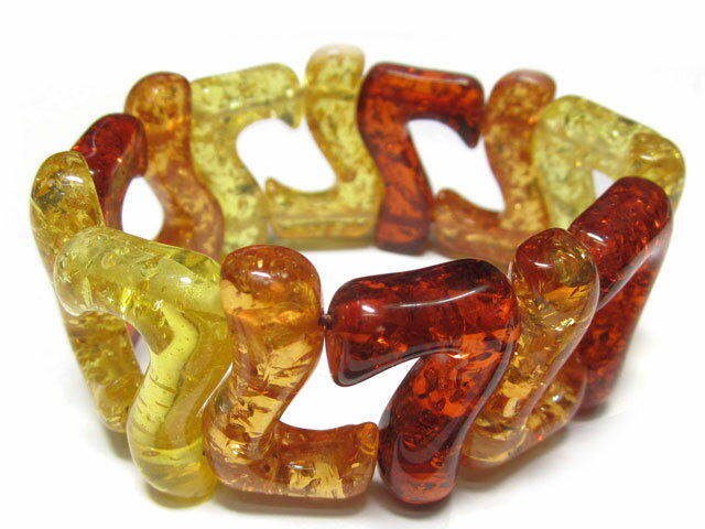 再生琥珀 バングル セブン 約34mm マルチカラー ブレスレット 合成琥珀 アンバー アクセサリーパーツ
