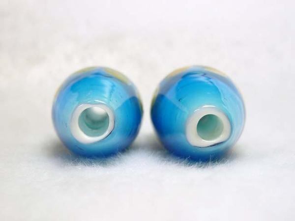 ■大粒トンボ玉■オーバル型 1粒 約40×22mm 青 06-1082 ブルー 水玉 蜻蛉玉 とんぼ玉 ガラスビーズ アクセサリーパーツ ハンドメイド DIYの商品画像 3