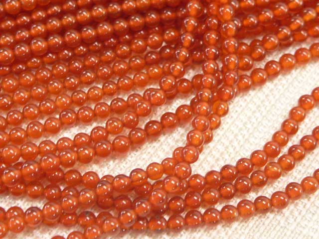 赤瑪瑙 （カーネリアン） ラウンド 連販売 約2mm(天然石染色) 赤メノウ 赤...