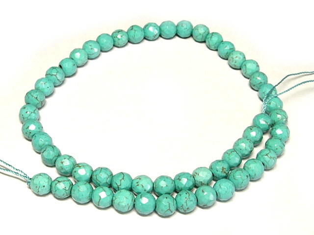 ハウライトターコイズ ラウンドカット約8mm 連販売(天然石加工) パワーストーン トルコ石 ビーズ アクセサリーパーツ ハンドメイド DIY