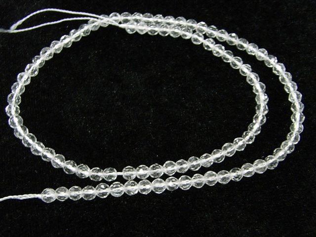 水晶 約4mm 【5粒販売】 パワーストーン ビーズ ラウンドカット型 (天然石) クォーツ 白水晶 アクセサリーパーツ ハンドメイド DIY