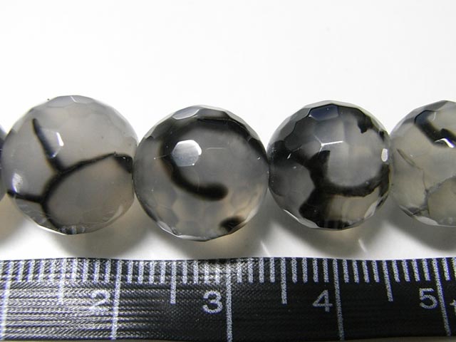 龍紋メノウ（グレー） ラウンドカット 連販売 約12mm(天然石クラック) ドラゴンアゲート 瑪瑙 パワーストーン ビーズ アクセサリーパーツ ハンドメイド DIY