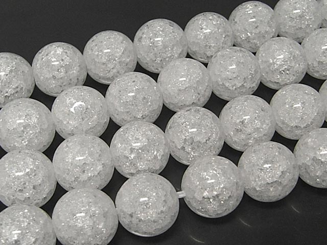 クラック水晶 約12mm 【1粒販売】 パワーストーン ビーズ ラウンド (天然石クラック加工) クォーツ アクセサリーパーツ ハンドメイド DIY