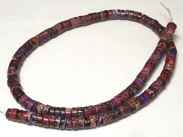 インペリアルジャスパー パープル 約6×3mm 【10粒販売】 パワーストーン ビーズ ボタン型 (天然石染色) パワーストーン ビーズ 碧玉 アクセサリーパーツ ハンドメイド DIY