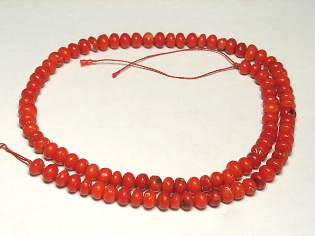 珊瑚ビーズ 朱色 約5〜6×4mm 【5粒販売】 ナゲット型 coral パワーストーン アクセサリーパーツ ハンドメイド