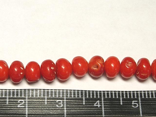 珊瑚ビーズ 朱色 約5〜6×4mm 【5粒販売】 ナゲット型 coral パワーストーン アクセサリーパーツ ハンドメイド