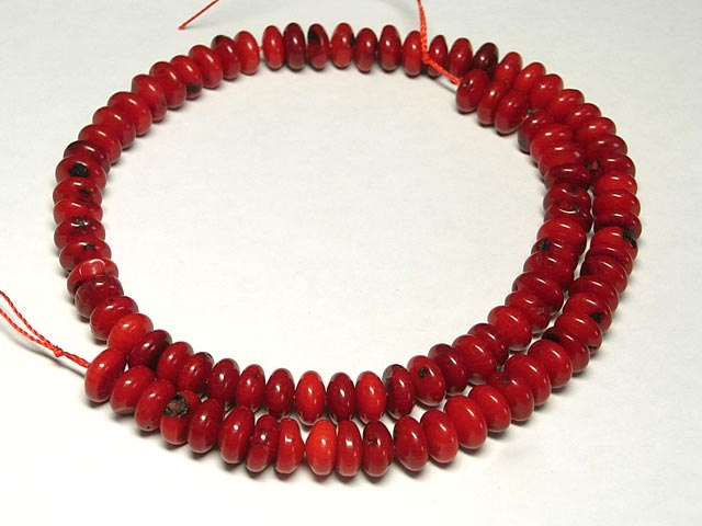 珊瑚ビーズ 真紅 約8×4mm 【5粒販売】 ナゲット型 coral パワーストーン アクセサリーパーツ ハンドメイド