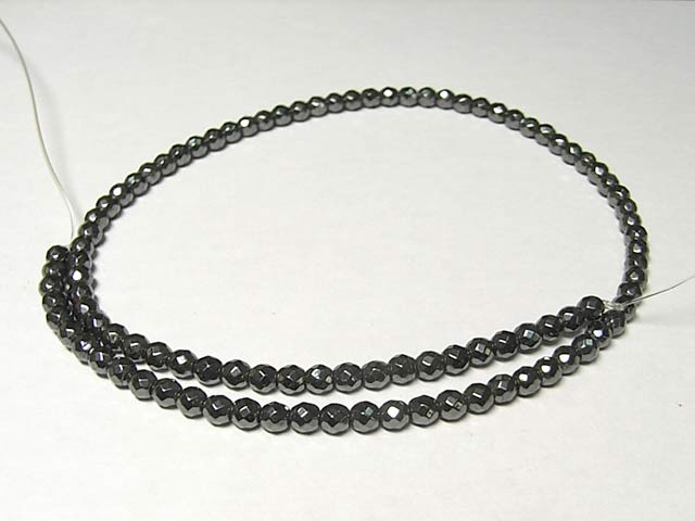 ヘマタイト 約4mm 【5粒販売】 パワーストーン ビーズ ラウンド32面カット型 (天然石) 　赤鉄鉱 アクセサリーパーツ ハンドメイド DIY