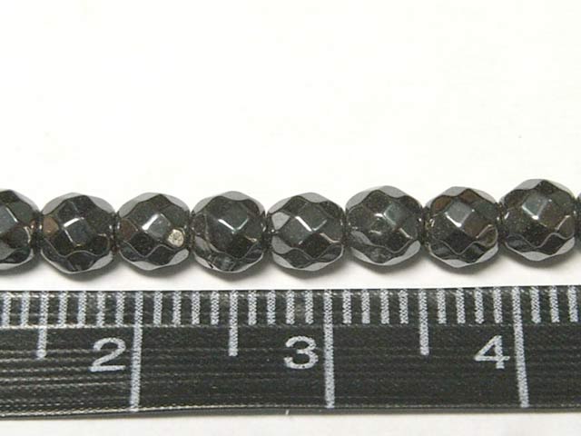 ヘマタイト 約4mm 【5粒販売】 パワーストーン ビーズ ラウンド32面カット型 (天然石) 　赤鉄鉱 アクセサリーパーツ ハンドメイド DIY
