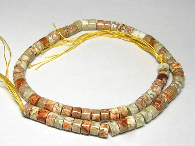 インペリアルジャスパー マーブル 穴サイズ2mm 約5×8mm 【5粒販売】 パワーストーン ビーズ ボタン型 (天然石染色) パワーストーン ビーズ 碧玉 アクセサリーパーツ ハンドメイド DIY