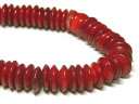 珊瑚(染色) 真紅 ソーサー 約11×4mm 約42cm 連販売 ビーズ さんご サンゴ コーラル 山珊瑚 海竹 アクセサリーパーツ ハンドメイド DIY