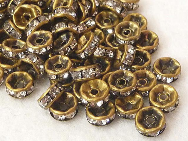 ロンデル　 平型タイプ 真鍮古美 約6mm (約50個入り) 平ロンデル ラインストーン スペーサー アクセサリーパーツ ハンドメイド DIY