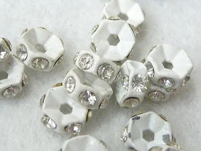 Rakuten - ロンデル 六角型 ホワイト 約5mm (10個入り) 六角ロンデル アクセサリーパーツ ハンドメイド DIY