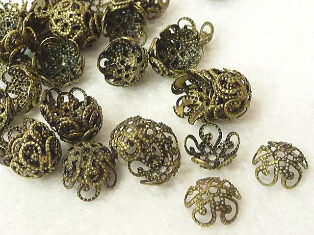 フラワーキャップ 座金 10mm 真鍮古美 (10個セット) アクセサリーパーツ ハンドメイド DIY