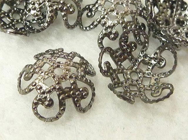 フラワーキャップ 座金 10mm ガンメタ (10個セット) アクセサリーパーツ ハンドメイド DIY 2