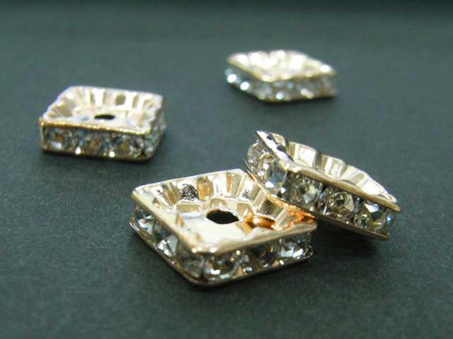 ロンデル 四角型 ピンクゴールド 10mm (10個入り) 四角ロンデル アクセサリーパーツ ハンドメイド DIY