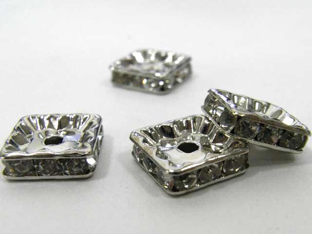 ロンデル 四角型 ロジウム 10mm (10個入り) 四角ロンデル アクセサリーパーツ ハンドメイド DIY