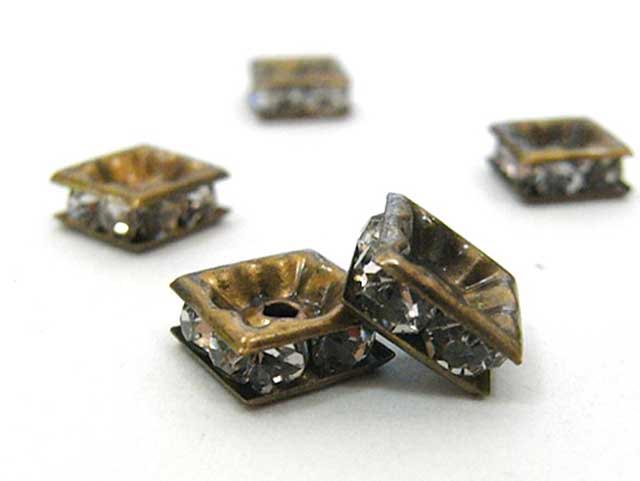 Rakuten - ロンデル 四角型 真鍮古美 8mm (10個入り) 四角ロンデル アクセサリーパーツ ハンドメイド DIY