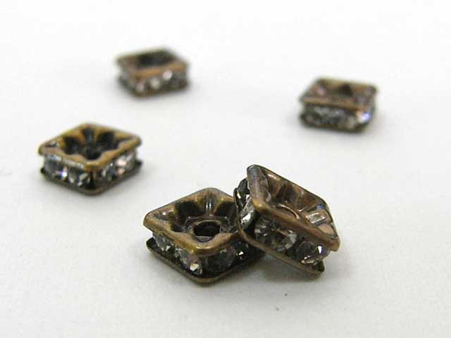 ロンデル 四角型 真鍮古美 6mm (10個入り) 四角ロンデル アクセサリーパーツ ハンドメイド DIY