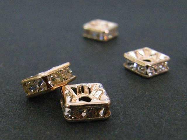 ロンデル 四角型 ピンクゴールド 6mm (10個入り) 四角ロンデル アクセサリーパーツ ハンドメイド DIY