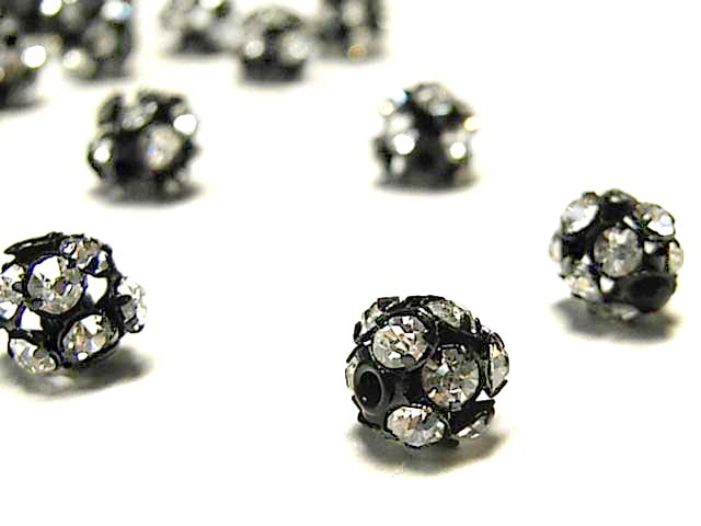 Rakuten - ロンデル 6mm 丸型 ブラック (約50個入り) 丸ロンデル ラインストーン スペーサー アクセサリーパーツ ハンドメイド DIY