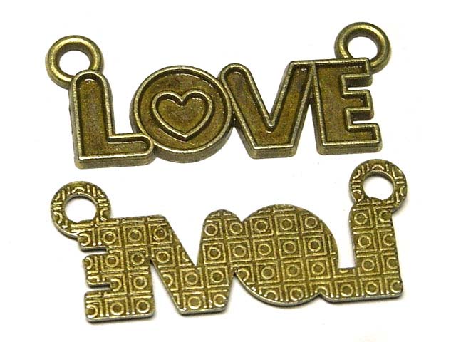 Rakuten - チャーム LOVE 真鍮古美 【5個セット】 ラブ アクセサリーパーツ ハンドメイド DIY