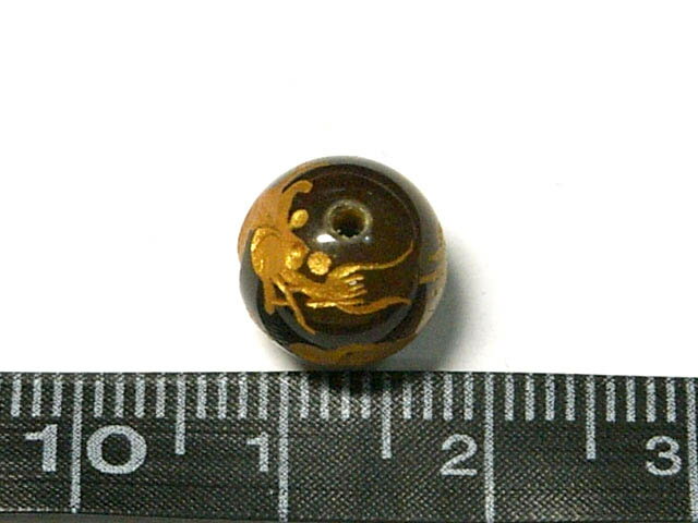 タイガーアイ 龍彫り虎目石 【1粒販売】 金塗り仕上げ 約10mm (天然石彫刻) パワーストーン ビーズ アクセサリーパーツ ハンドメイド DIY