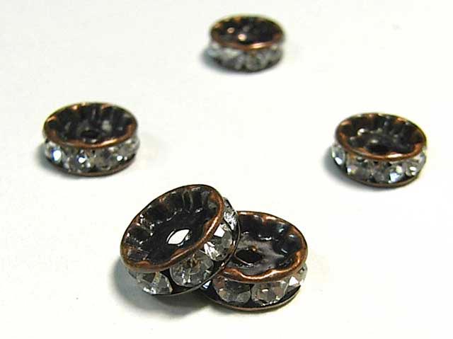 ロンデル　 平型タイプ 銅古美 約10mm (約50個入り) 平ロンデル ラインストーン スペーサー アクセサリーパーツ ハンドメイド DIY