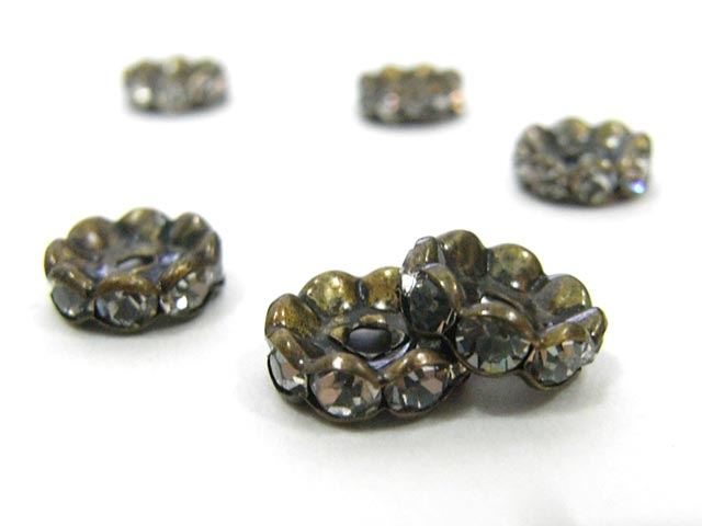 ロンデル　 波型タイプ 真鍮古美 約10mm (約50個入り) 波ロンデル ラインストーン スペーサー アクセサリーパーツ ハンドメイド DIY