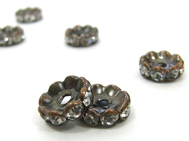 ロンデル　 波型タイプ 銅古美 約10mm (10個セット) 波ロンデル アクセサリーパーツ ハンドメイド DIY