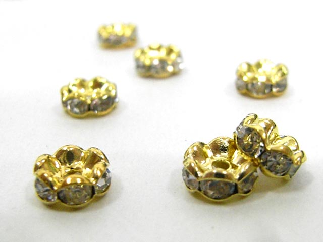 ロンデル　 波型タイプ ゴールド 約7mm (約50個入り) 波ロンデル ラインストーン スペーサー アクセサリーパーツ ハンドメイド DIY