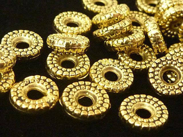 スペーサー リング 約8mm 金古美 (10個入り) チベタン 金属パーツ メタルビーズ アクセサリーパーツ ハ..