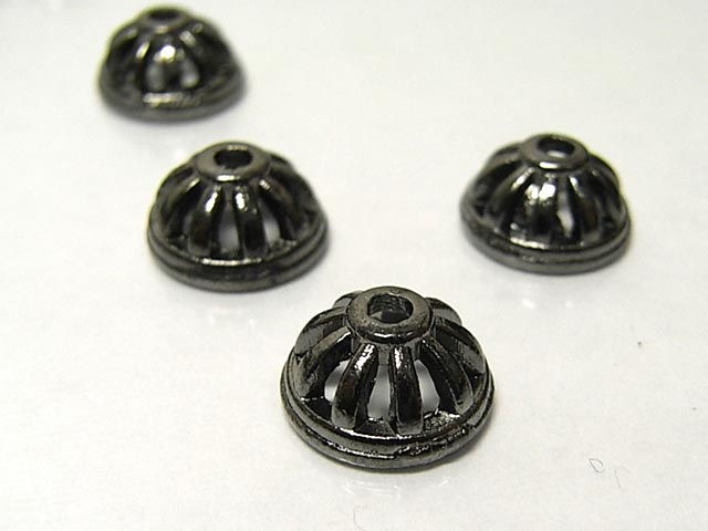 チベタン 座金 シンプル ガンメタ 約10mm (10個セット) ビーズキャップ アクセサリーパーツ ハンドメイド DIY