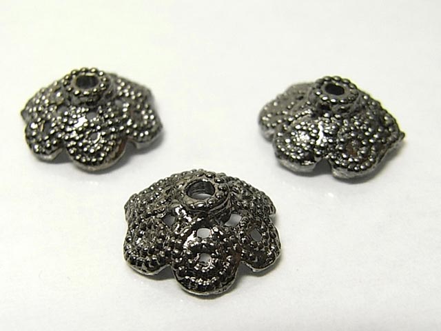樂天商城 - チベタン 座金 フラワー ガンメタ 約10mm (約100個セット) ビーズキャップ アクセサリーパーツ ハンドメイド DIY