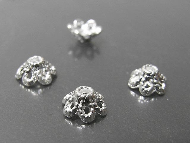 チベタン 座金 フラワー 古代銀 約6mm (約100個セット) ビーズキャップ アクセサリーパーツ ハンドメイド DIY