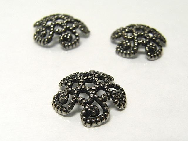 チベタン 座金 唐草 ガンメタ 約12mm (約100個セット) ビーズキャップ アクセサリーパーツ ハンドメイド DIY