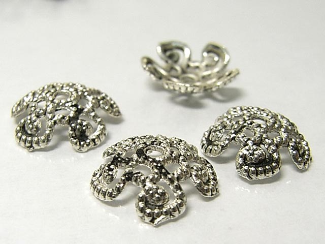 チベタン 座金 唐草 銀古美 約12mm (約100個セット) ビーズキャップ アクセサリーパーツ ハンドメイド DIY