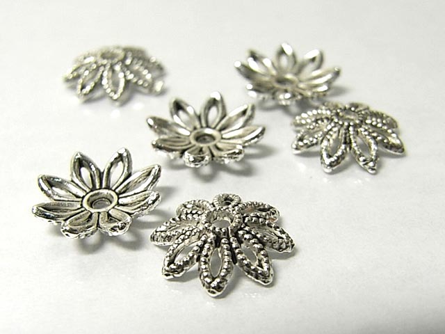 チベタン 座金 花 銀古美 約10mm (10個セット) ビーズキャップ アクセサリーパーツ ハンドメイド DIY