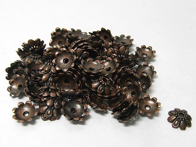 天然石ビーズ・パーツのBクラフトのフラワーキャップ 座金 銅古美 約8mm (約100個セット) アクセサリーパーツ ハンドメイド DIY｜アングル2