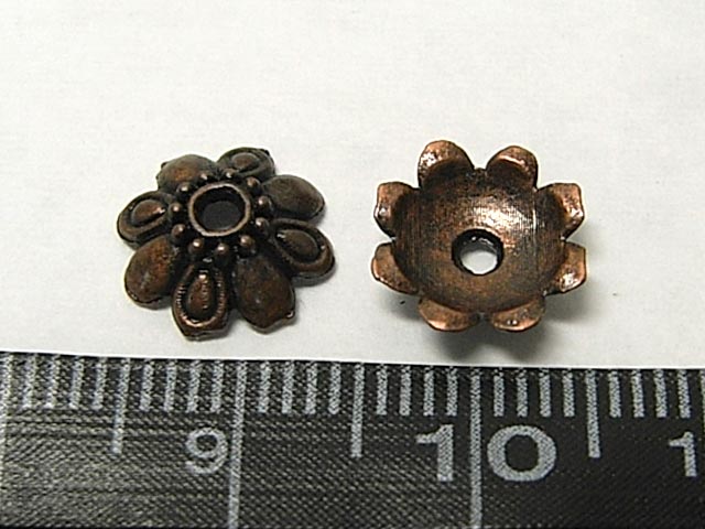 天然石ビーズ・パーツのBクラフトのフラワーキャップ 座金 銅古美 約8mm (約100個セット) アクセサリーパーツ ハンドメイド DIY｜アングル3