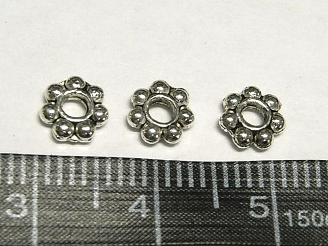 スペーサー フラワー 銀古美 約6mm (約100個セット) チベタン 金属パーツ メタルビーズ アクセサリーパーツ ハンドメイド DIY 2