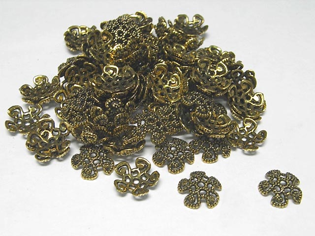 Rakuten - チベタン座金 唐草 金古美 約12mm (10個セット) ビーズキャップ アクセサリーパーツ ハンドメイド DIY