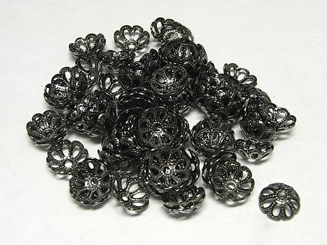 座金 ビーズキャップ ガンメタ 約8mm(約50個入り) アクセサリーパーツ ハンドメイド DIY