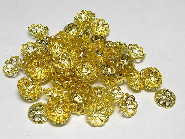 Rakuten - 座金 ビーズキャップ ゴールド 約6mm (10個入り) アクセサリーパーツ ハンドメイド DIY