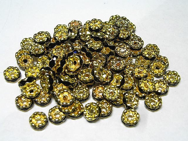Rakuten - カラーロンデル 波ロンデル ゴールド×ジェットカラー 約6mm(10個セット) ブラック 黒 金 アクセサリーパーツ ハンドメイド DIY