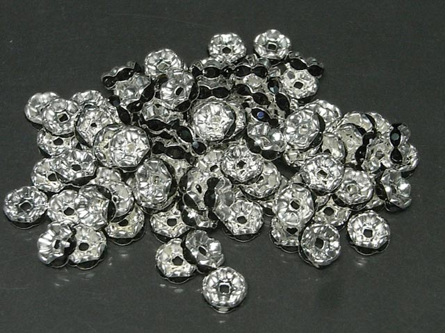カラーロンデル 波ロンデル 古代銀×ジェットカラー 約8mm (10個セット) ブラック 黒 シルバー アクセサリーパーツ ハンドメイド DIY